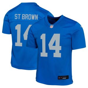 Youth Detroit Lions #14 Amon-Ra St. Brown  Blue Alternate Game Jersey