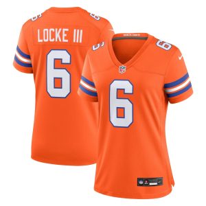 Women's Denver Broncos P.J. Locke III  Orange Mile High Collection 1977 Throwback Player Game Jersey