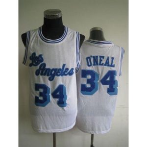 Lakers #34 Shaquille O'Neal White Throwback Stitched NBA Jersey