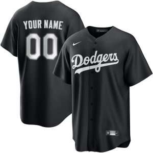 Youth Los Angeles Dodgers Nike Custom Black Lights Out Replica Jersey