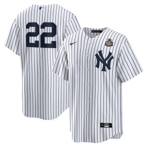 Men's New York Yankees #22 Juan Soto  White 2024 World Series Home Replica Player Jersey