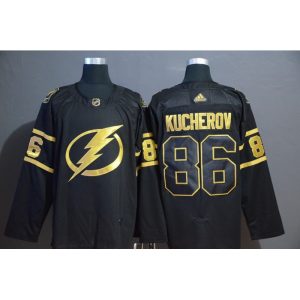 Men's  Tampa Bay Lightning #86 Nikita Kucherov Black Golden Stitched NHL Jersey