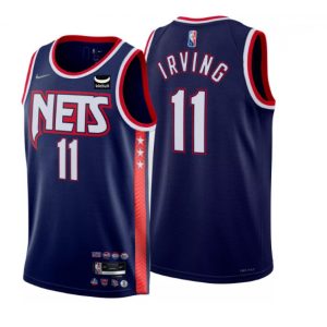 Men's Brooklyn Nets #11 Kyrie Irving 2021/22 Navy Swingman City Edition 75th Anniversary Stitched Basketball Jersey