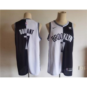 Men's Brooklyn Nets #7 Kevin Durant Black/White Split Stitched Basketball Jersey