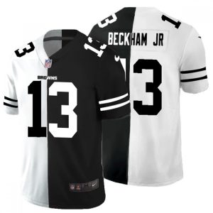 Men's Cleveland Browns #13 Odell Beckham Jr.  Black & White Split Limited Stitched Jersey