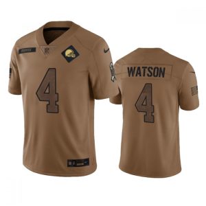 Men's Cleveland Browns #4 Deshaun Watson 2023 Brown Salute To Service Limited Stitched Jersey