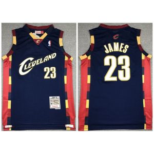 Men's Cleveland Cavaliers #23 LeBron James 2008-09 Navy Throwback Stitched Jersey