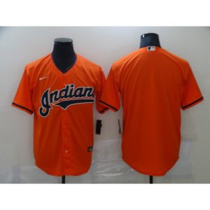 Men's Cleveland indians Blank Orange Cool Base Stitched Jersey