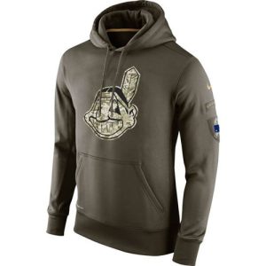 Men's Cleveland indians  Olive Salute To Service KO Performance Hoodie