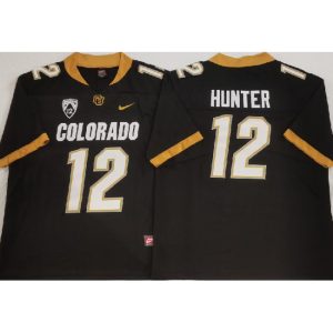 Men's Colorado Buffaloes #12 Travis Hunter Black With PAC-12 Patch Stitched Football Jersey