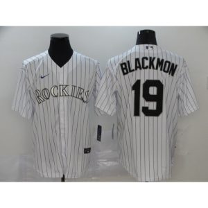 Men's Colorado Rockies #19 Charlie Blackmon White Cool Base Stitched MLB Jersey