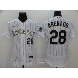 Men's Colorado Rockies #28 Nolan Arenado White Flex Base Stitched MLB Jersey
