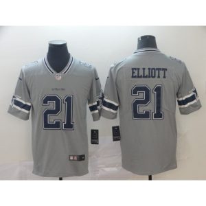 Men's Dallas Cowboys #21 Ezekiel Elliott Gray Inverted Legend Stitched NFL Jersey