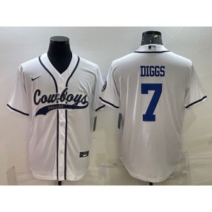 Men's Dallas Cowboys #7 Trevon Diggs White Cool Base Stitched Baseball Jersey