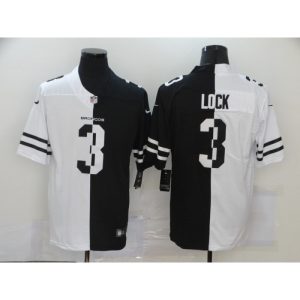 Men's Denver Broncos #3 Drew Lock Black & White Split Limited Stitched Jersey