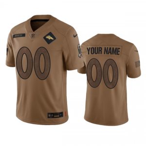 Men's Denver Broncos Active Player Custom 2023 Brown Salute To Service Limited Stitched Football Jersey