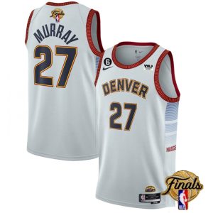 Men's Denver Nuggets #27 Jamal Murray Silver 2023 Finals Icon Edition With NO.6 Patch Stitched Basketball Jersey