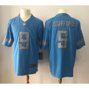 Men's Detroit Lions #9 Matthew Stafford  Light Blue 2017 Elite Stitched NFL Jersey
