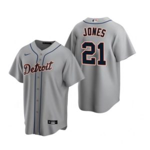 Men's Detroit Tigers #21 Jacoby Jones Grey Cool Base Stitched Jersey