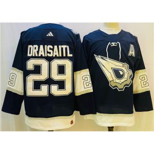 Men's Edmonton Oilers #29 Leon Draisaitl Navy/White  Stitched Jersey