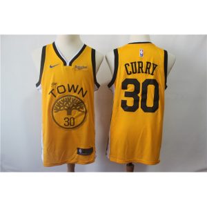 Men's Golden State Warriors #30 Stephen Curry Yellow 2019 Earned Edition Swingman Stitched NBA Jersey
