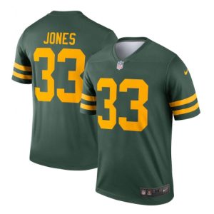 Men's Green Bay Packers #33 Aaron Jones 2021 Green Legend Stitched Football Jersey