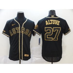 Men's Houston Astros #27 Jose Altuve 2020 Black Golden Flex Base Stitched MLB Jersey