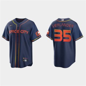 Men's Houston Astros #35 Justin Verlander 2022 Navy City Connect Cool Base Stitched Jersey