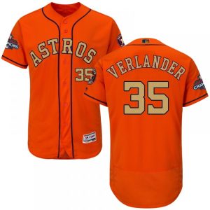 Men's Houston Astros #35 Justin Verlander Orange 2018 Gold Program Flexbase Stitched MLB Jersey