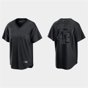 Men's Houston Astros #43 Lance McCullers Black Pitch Black Fashion Replica Stitched Jersey