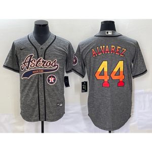 Men's Houston Astros #44 Yordan Alvarez Gray With Patch Cool Base Stitched Baseball Jersey