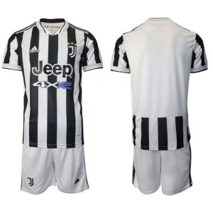 Men's Juventus White/Black Home Soccer Jersey Suit