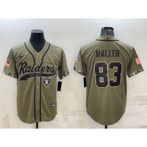 Men's Las Vegas Raiders #83 Darren Waller 2022 Olive Salute to Service Cool Base Stitched Baseball Jersey