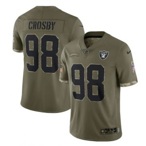 Men's Las Vegas Raiders #98 Maxx Crosby Olive 2022 Salute To Service Limited Stitched Jersey