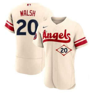 Men's Los Angeles Angels #20 Jared Walsh 2022 Cream City Connect Flex Base Stitched Jersey
