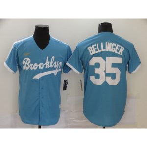 Men's Los Angeles Dodgers #35 Cody Bellinger Throwback Blue Cool Base Stitched Jersey