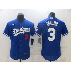 Men's Los Angeles Dodgers #3 Chris Taylor Blue Flex Base Stitched Jersey