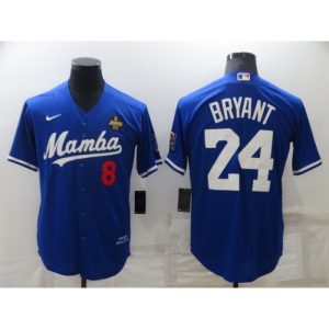 Men's Los Angeles Dodgers Front #8 Back #24 Kobe Bryant Royal 'Mamba' Throwback With KB Patch Cool Base Stitched Jersey