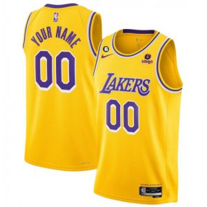 Men's Los Angeles Lakers Active Player Cutom 2022-23 Yellow No.6 Patch Stitched Basketball Jersey