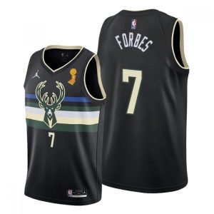 Men's Milwaukee Bucks #7 Bryn Forbes 2021 Black Finals Champions Stitched Basketball Jersey