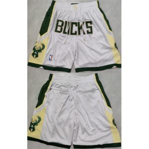 Men's Milwaukee Bucks White Shorts (Run Small)