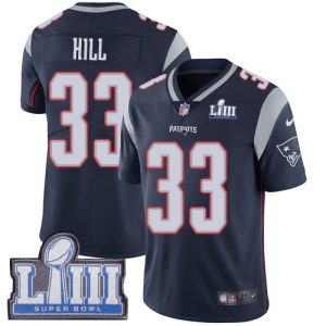 Men's New England Patriots #33 Jeremy Hill Navy Navy Blue Super Bowl LIII Vapor Untouchable Limited Stitched NFL Jersey