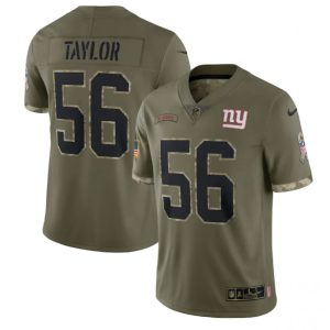 Men's New York Giants #56 Lawrence Taylor Olive 2022 Salute To Service Limited Stitched Jersey