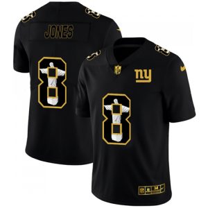 Men's New York Giants #8 Daniel Jones 2020 Black Jesus Faith Edition Limited Stitched  Jersey