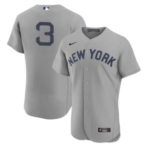Men's New York Yankees #3 Babe Ruth 2021 Grey Field of Dreams Flex Base Stitched Baseball Jersey