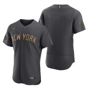 Men's New York Yankees Blank 2022 All-Star Charcoal Flex Base Stitched Baseball Jersey