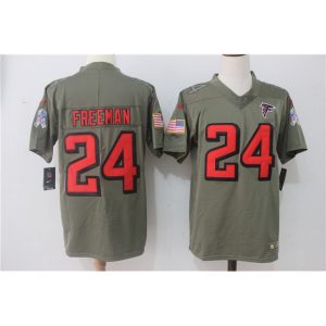 Men's  Atlanta Falcons #24 Devonta Freeman Olive Salute To Service Limited Stitched NFL Jersey