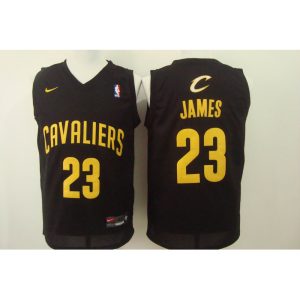 Men's  Cleveland Cavaliers #23 LeBron James Black with Gold Stitched NBA Jersey