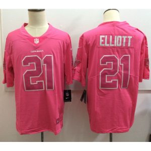 Men's  Dallas Cowboys #21 Ezekiel Elliott Pink Limited Rush Stitched NFL Jersey