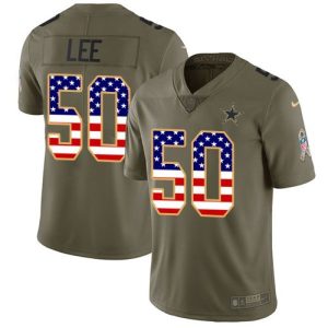 Men's  Dallas Cowboys #50 Sean Lee 2017 Salute to Service Olive USA Flag Stitched NFL Limited Jersey